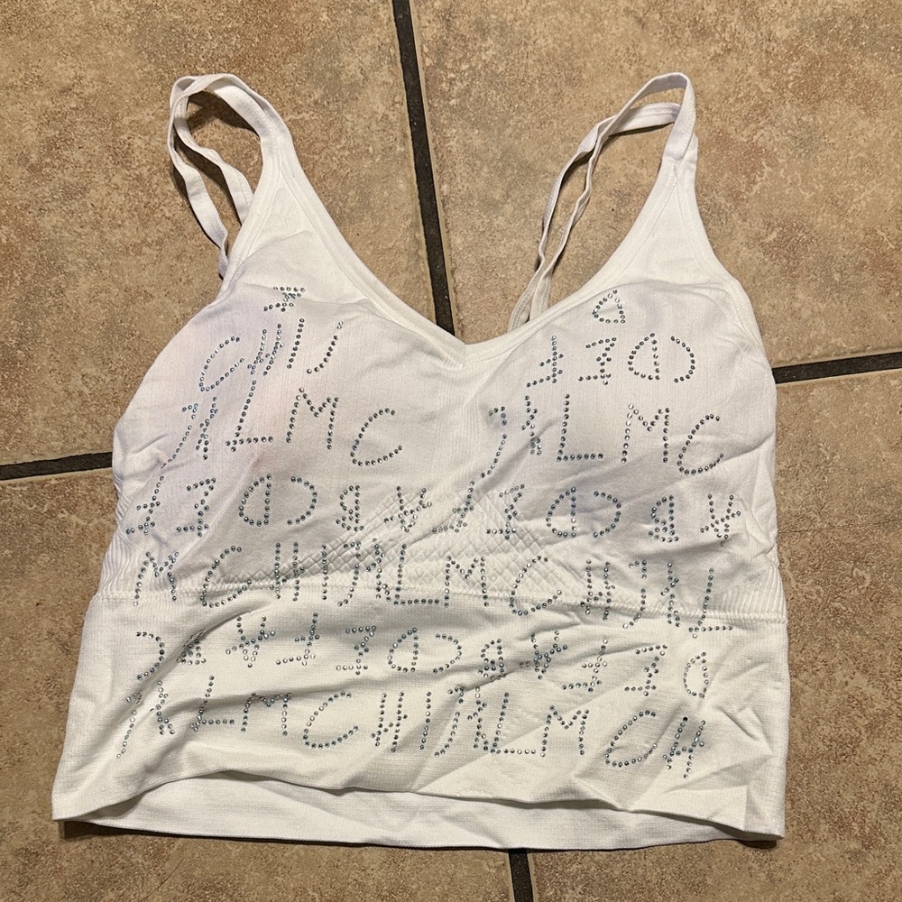 Chic White Camisole with Graphic Design